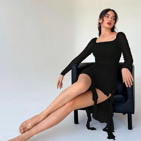 Brand New - Nordstrom Ruffle Cascade Cocktail Dress - Picture 4 of 5